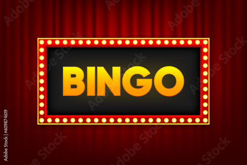 Bingo lightbox. Jackpot in lottery game. Lotto bingo, keno gambling. Gaming industry and casino advertising. Vector Illustration.