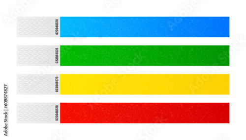 Empty Paper Bracelet. Set of bracelets for live performance entrance, access control design for dance, music festivals, private areas and different event. Vector Illustration.