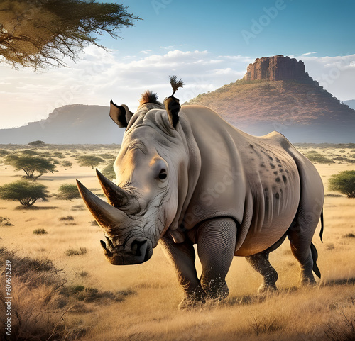 Armor of the Wild  Powerful Rhinoceros in its Natural Domain