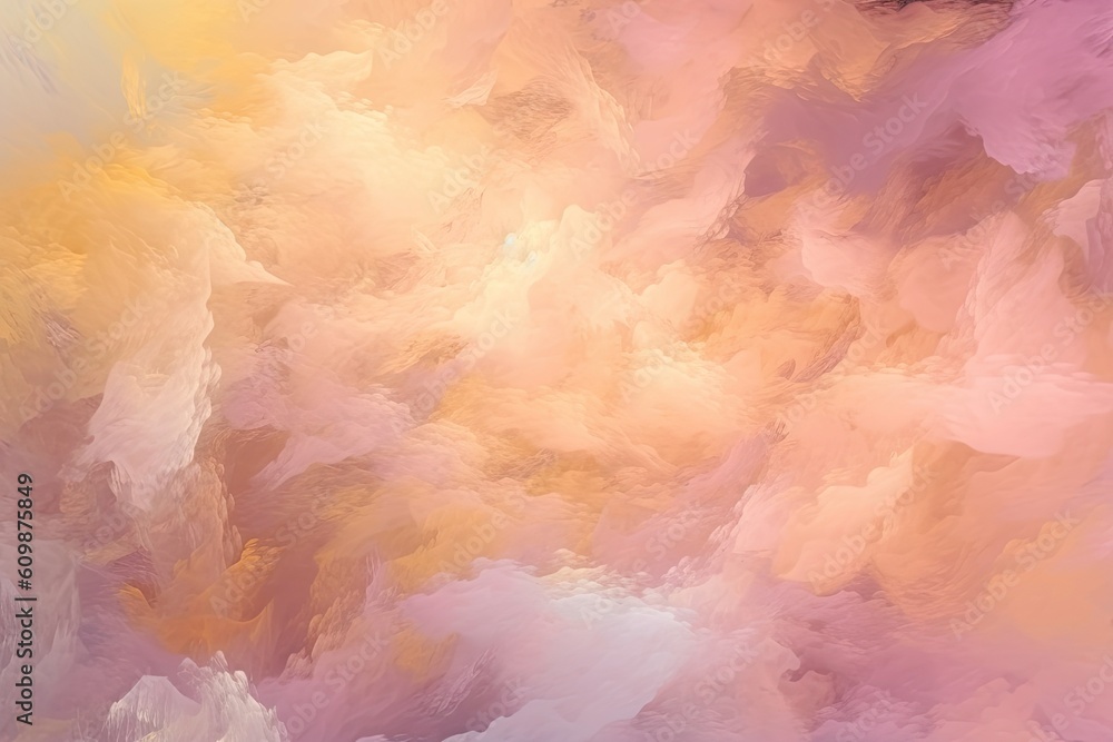 Glowing colorful soft clouds. Fluffy cumulus atmosphere phenomenon. Generative AI