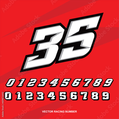 Set of racing sport race number