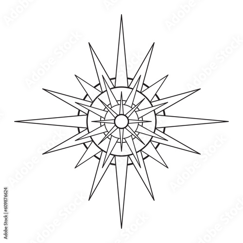 Hand drawn mystical Sun in line art. Bohemian symbol bursting sun rays. Magic celestial circle talisman, antique style, boho, tattoo, logo. Vector sketch illustration isolated on white background