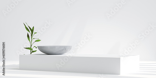 Minimal product placement background. white podium display for product presentation. 3d illustration