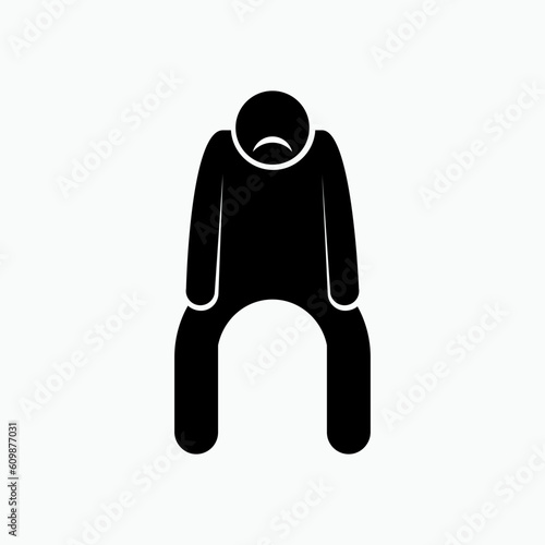 Discouraged Symbol. Demotivation, Dejected Icon.   