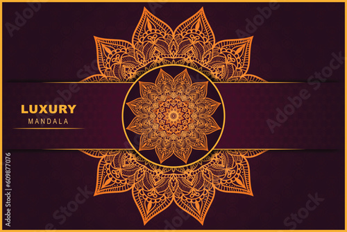 Luxury vector fashion mandala Arabic Islamic background with gold arabesque Pattern design template