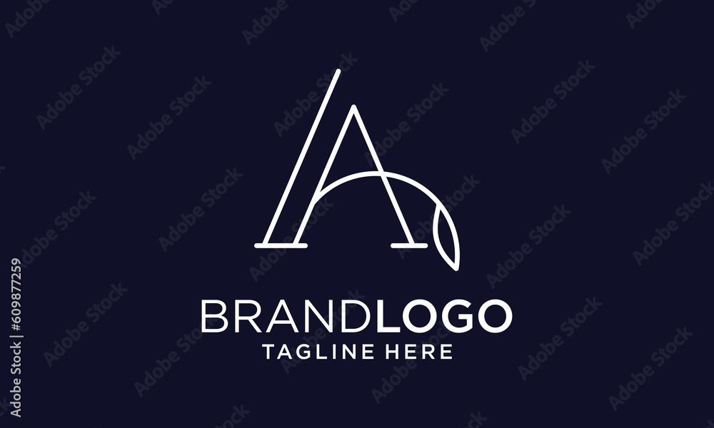 Letter A logo with leaf symbol in green color
Letter A logo with leaf symbol in green color
