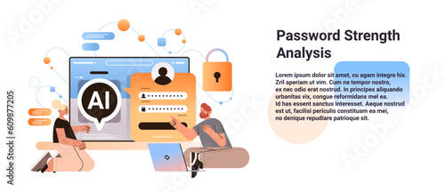 people secure and protecting personal data with ai bot helper password strength analysis artificial intelligence tech concept