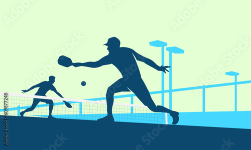 Great editable vector file flat illustration of pickleball playing together good for digital design and print mockup	