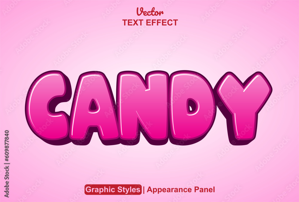 candy text effect with pink graphic style and editable.