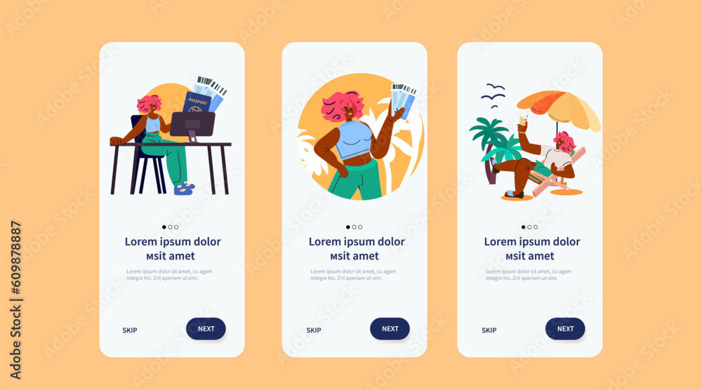 set tourists with passport tickets and baggage summer vacation holiday time to travel set tourists with passport tickets and baggage summer vacation holiday time to travel