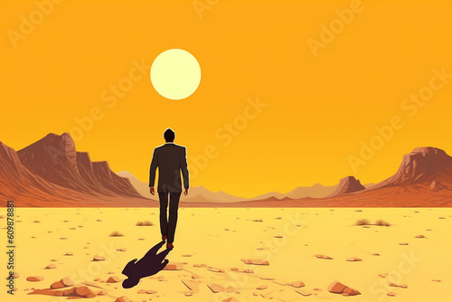 A business person walking to the unknown
