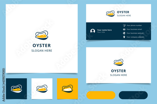 Oyster logo design with editable slogan. Branding book and business card template.