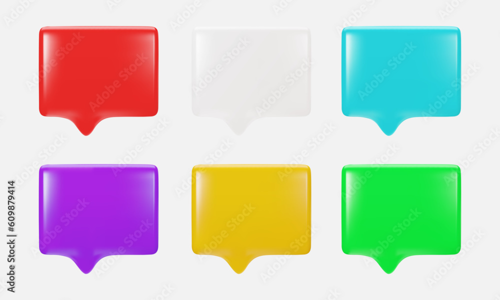 Set of message icons in different colors. 3d vector Set of message icons in different colors. 3d vector