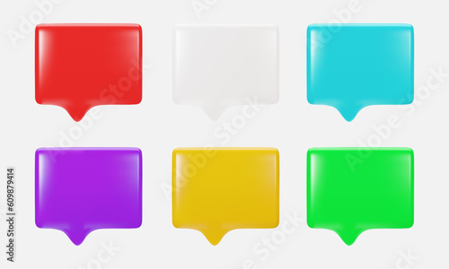 Set of message icons in different colors. 3d vector