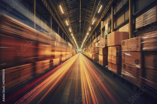 Illustration of panning style boxes in warehouseor parcel sorting