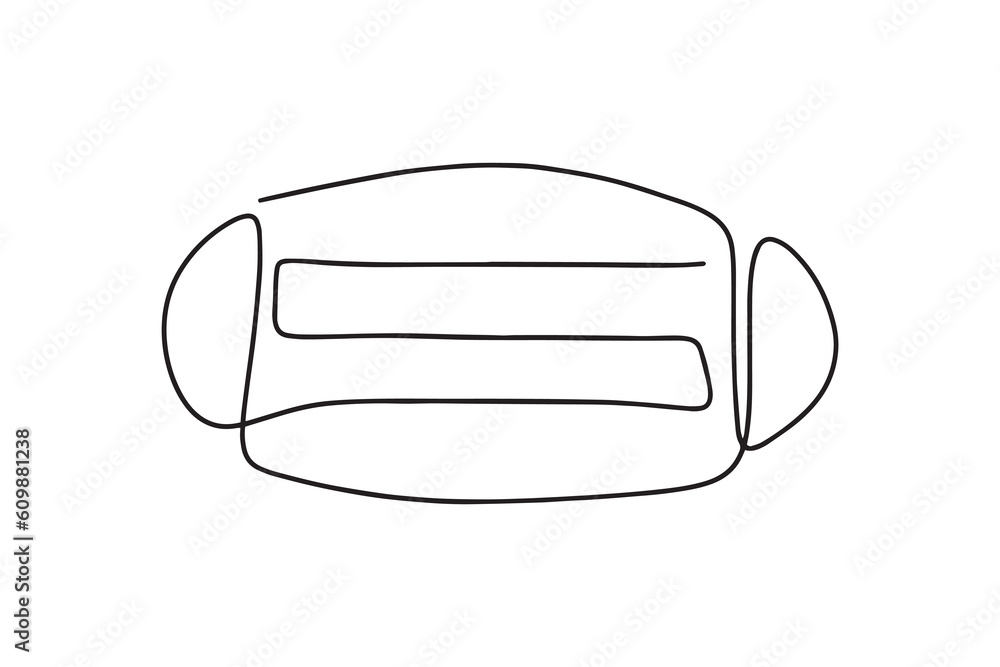 Continuous drawing of a face mask in one line, highlighted on a white background. Protective respiratory against the virus. Vector illustration Continuous drawing of a face mask in one line, highlighted on a white background. Protective respiratory against the virus. Vector illustration