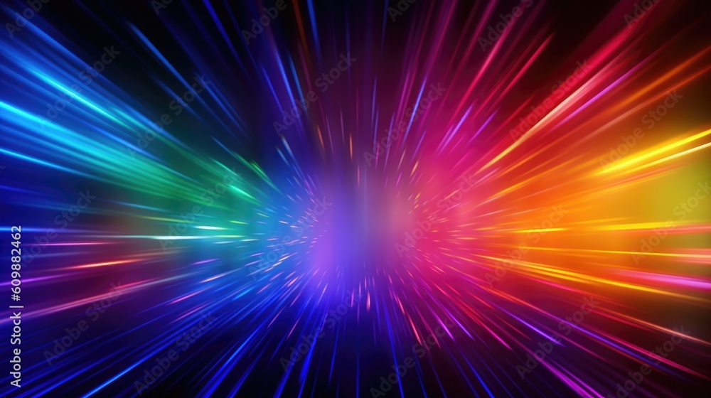 Fototapeta premium Rainbow light high speed motion effect generated by AI technology