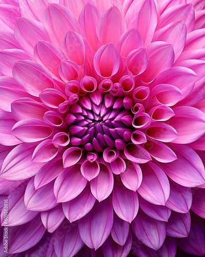 Pink magenta dahlia, bright colored summer bloom. Close-up of purple petals, beautiful bloom closup. Generative AI.