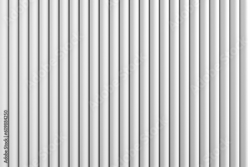 White abstract background with cylinder curve pattern or vertical plastic pipe stripes texture.