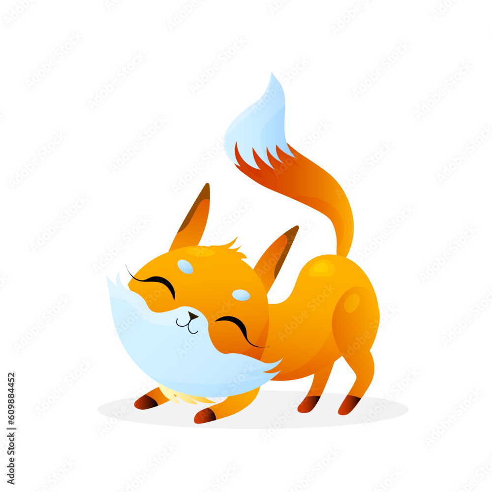 Cute cartoon fox on white background. For nature concepts, children s books illustrating, printing materials Vector illustration with simple gradients. EPS Cute cartoon fox on white background. For nature concepts, children s books illustrating, printing materials Vector illustration with simple gradients. EPS