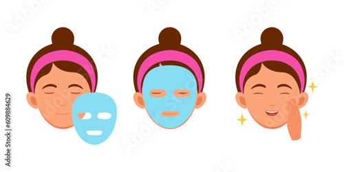 design of woman skin care with face mask. suitable for icon and symbol design