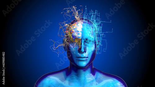 3D abstract art of a brain motion design