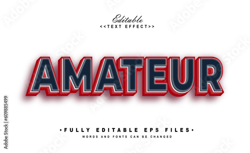 editable dark blue 3d amateur text effect in white background.typhography logo
