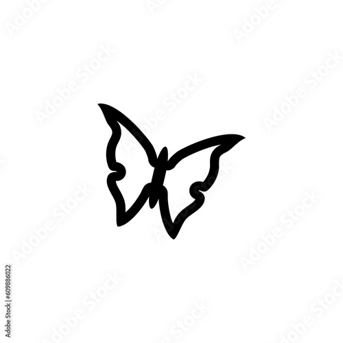 Simple butterfly icon isolated on white background.