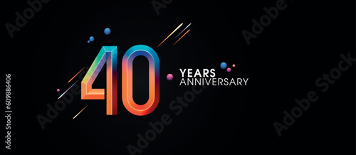 40 years anniversary vector icon, symbol, logo. Graphic background or card