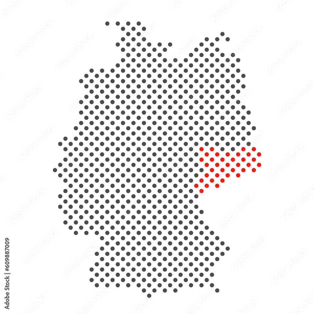 Bundesland Sachsen: Karte von Deutschland aus Punkten mit Markierung