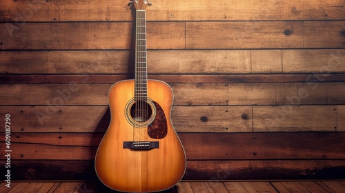 guitar on wooden background photo