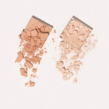Two beige tints foundation powder cosmetics swatch, Crushed natural neutral colored powder. Makeup powder texture. Nude broken eye shadow smear. Skin tone face cosmetic product sample