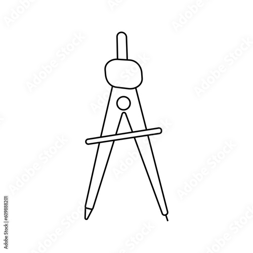 Vector illustration of compasses in doodle style.