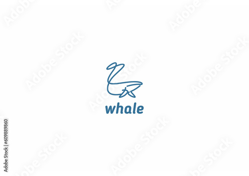 Fototapeta Naklejka Na Ścianę i Meble -  Template logo design solution with simple whale line art image