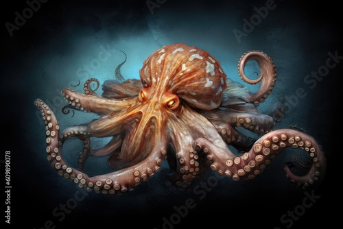 A octopus in the sea. Generative AI