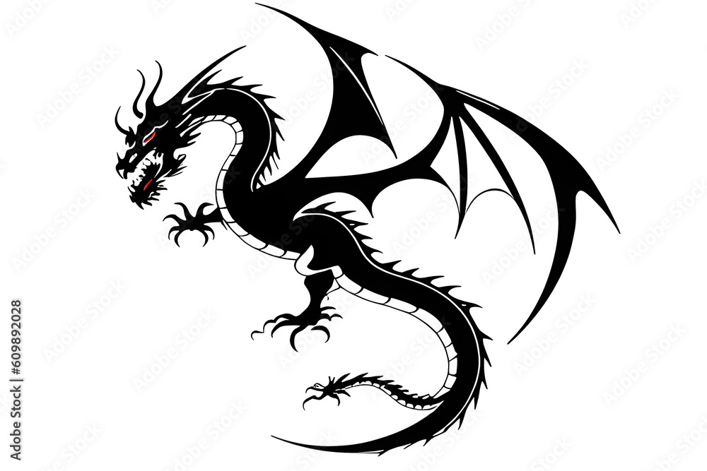 dragon tattoo, transparent PNG background, generative ai dragon tattoo, transparent PNG background, generative ai