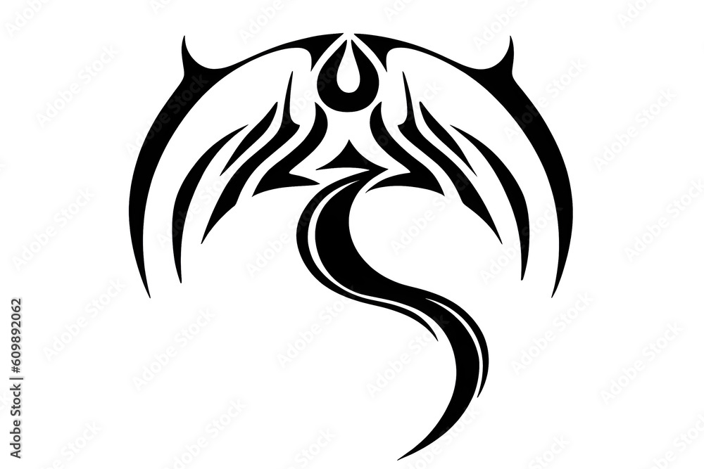 Naklejka premium dragon tattoo, transparent PNG background, generative ai