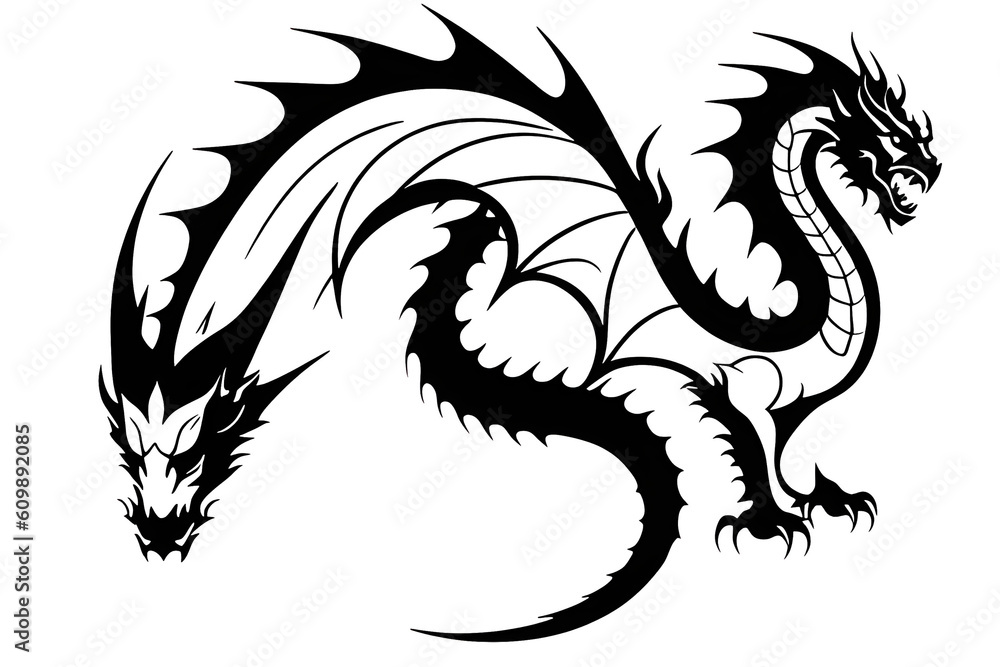 dragon tattoo, transparent PNG background, generative ai