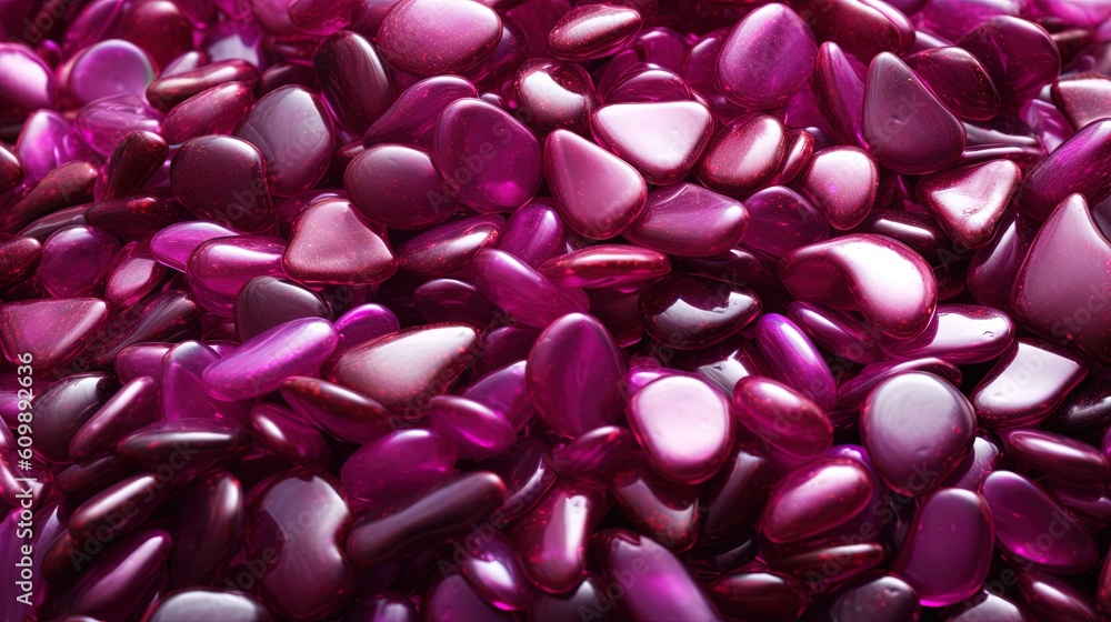 Magenta and pink pebbles for a colorful summer background. Beautiful cobbles in purple and pink.