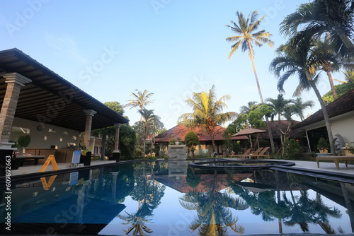 swimming pool in luxury hotel, water tropical vacation © kichigin19