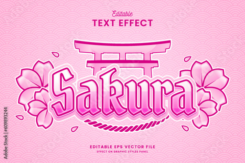 decorative editable sakura text effect vector design