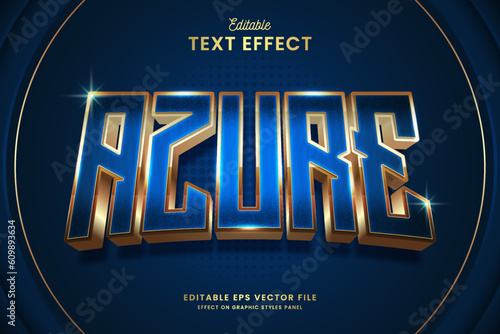 decorative azure golden editable text effect vector design