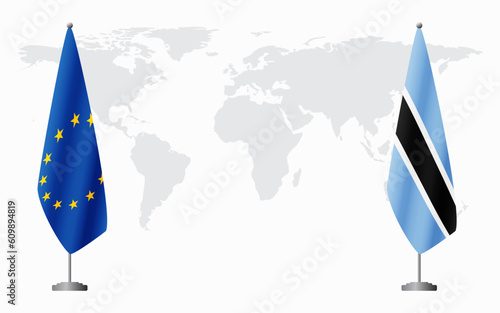 European Union and Botswana flags for official meeting