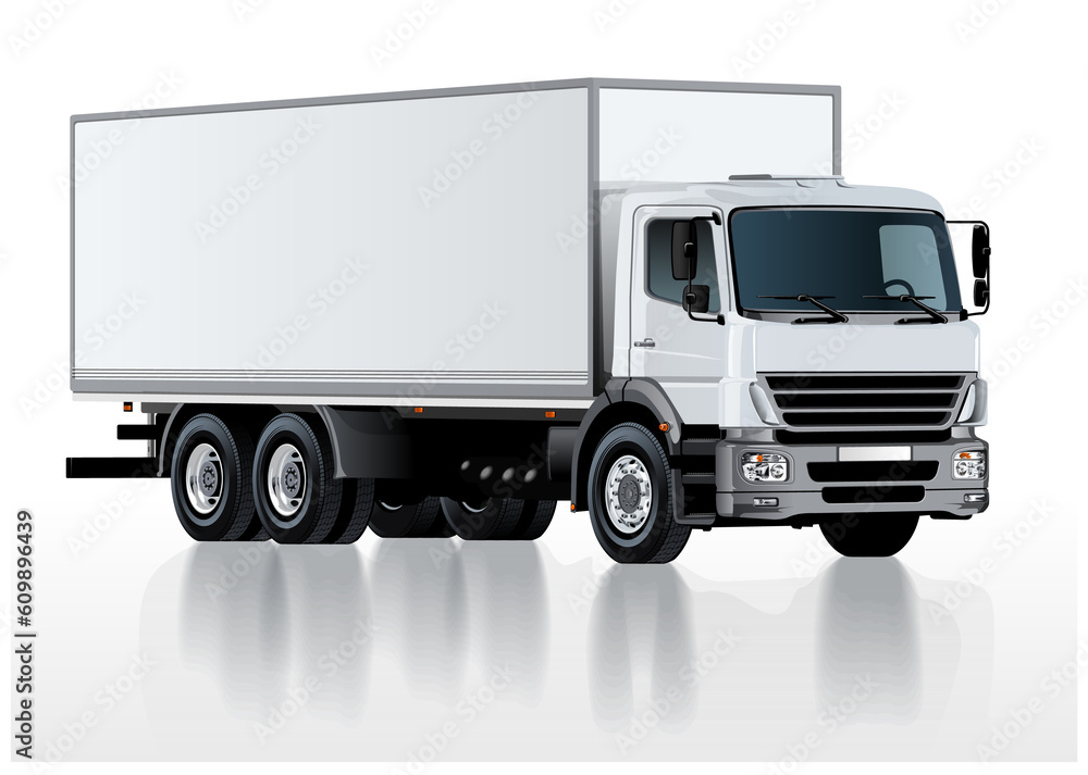 Delivery cargo truck template isolated on transparency background. PNG format
