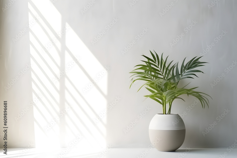 Plant, tree, vegetation in the white minimal clean room. Generative ai. Plant, tree, vegetation in the white minimal clean room. Generative ai.