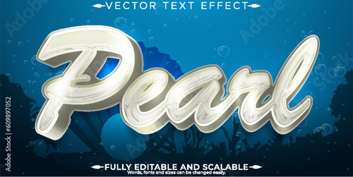 Pearl white text effect, editable water and clean text style