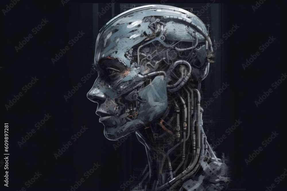 The abstract illustration features a robotic woman's face, combining futuristic elements with human-like features.
Generative Ai. The abstract illustration features a robotic woman's face, combining futuristic elements with human-like features.
Generative Ai.