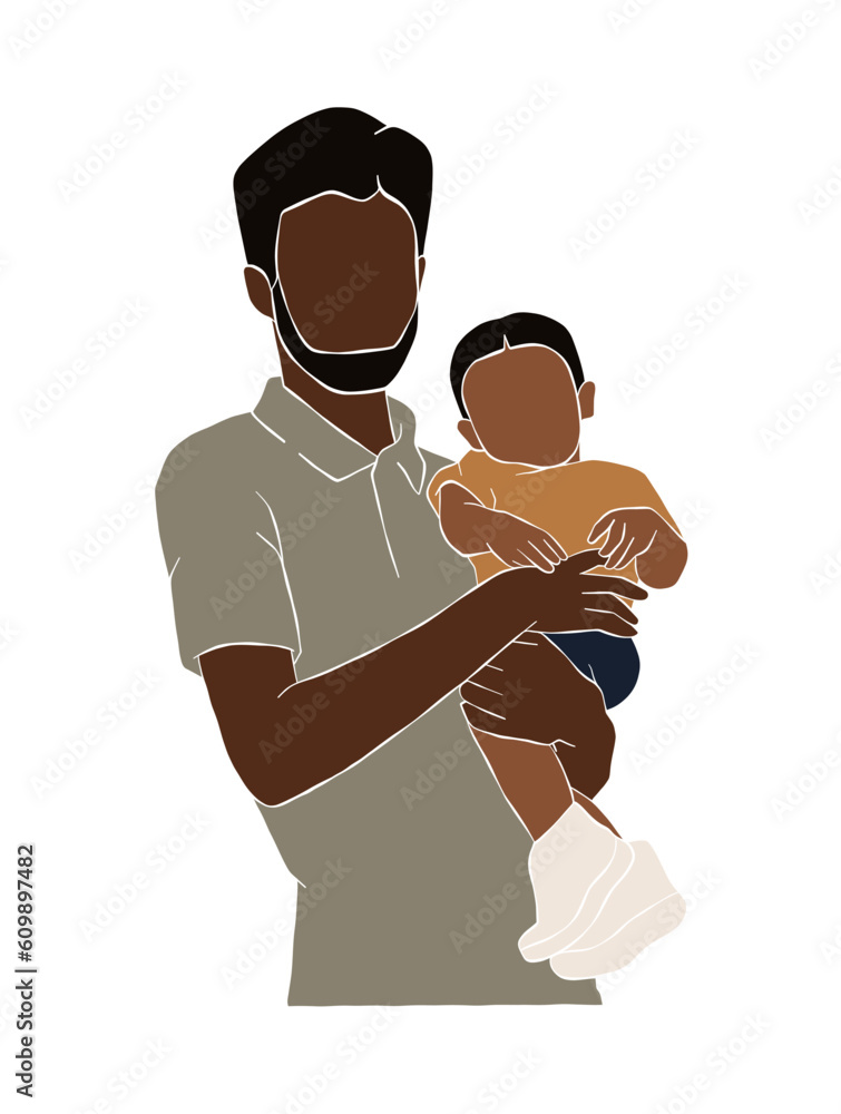 Abstract father with baby illustration. Vector illustration. Abstract father with baby illustration. Vector illustration.