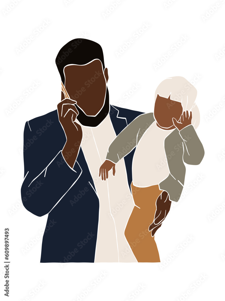 Abstract father with baby illustration. Vector illustration. Abstract father with baby illustration. Vector illustration.