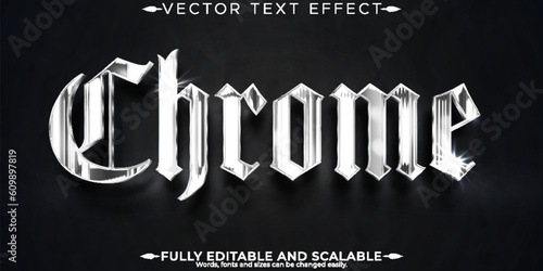 Chrome text effect, editable metallic and shiny text style